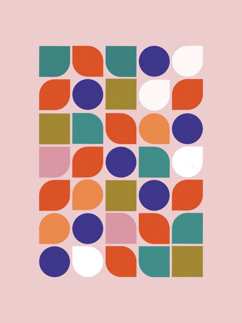 Retro Geometric Shapes Colorful Abstract Art Print aluminium-dibond van showmemars