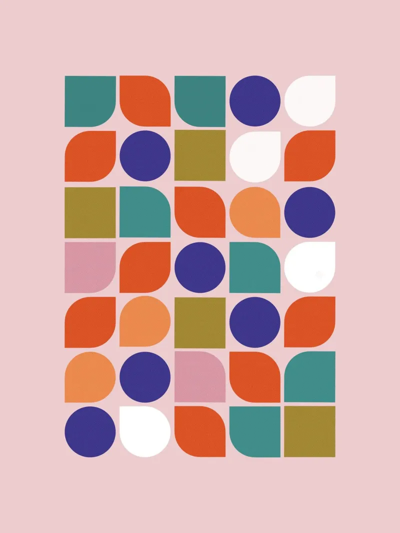 Retro Geometric Shapes Colorful Abstract Art Print alluminio dibond da showmemars