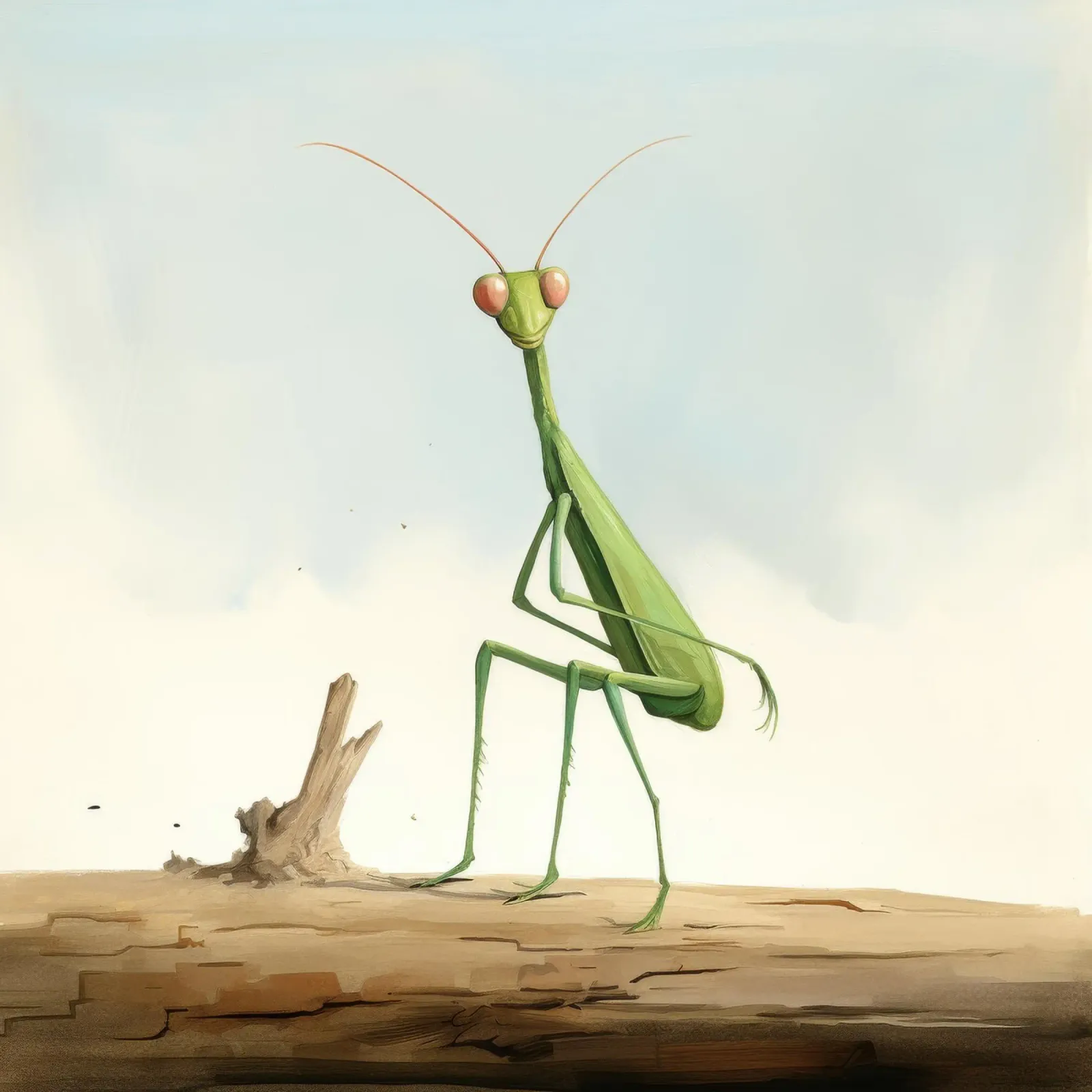 Minimal Praying Mantis 4 canvas by Minimal Animal Art