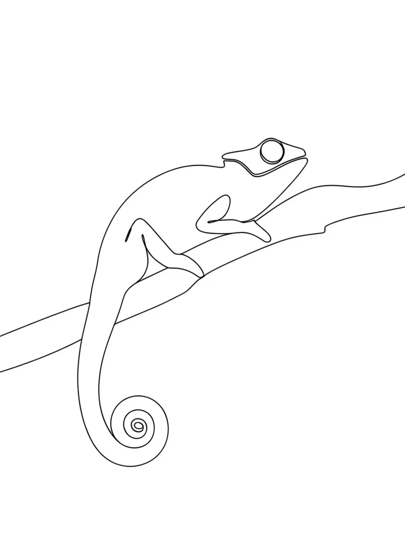 Chameleon Minimalist Line Art canvas by Viv Line Art
