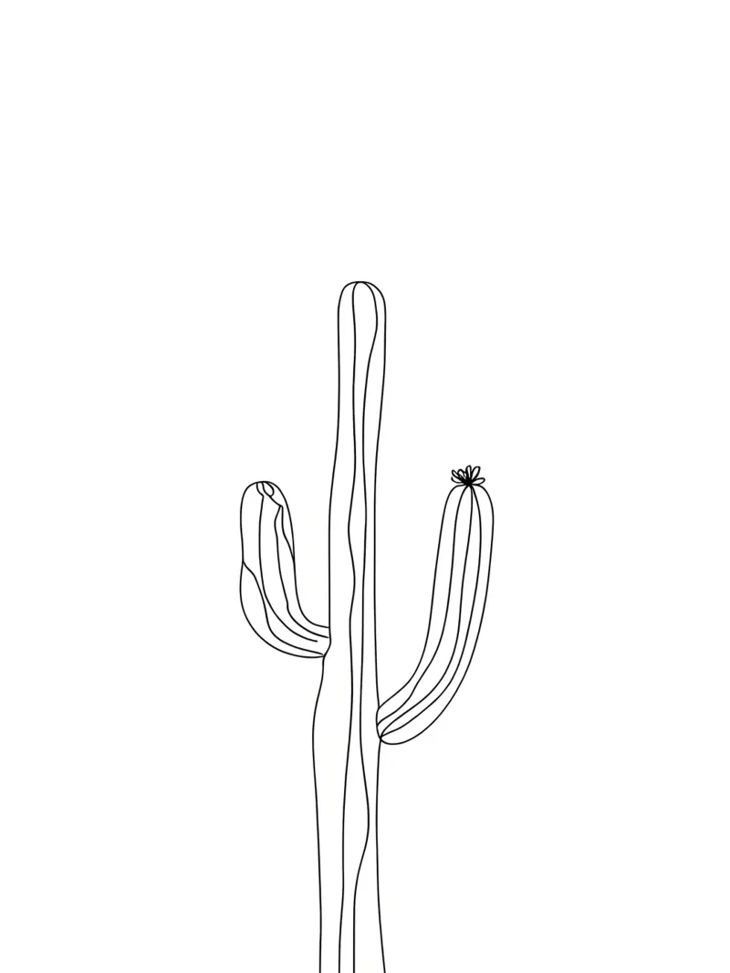Cactus Line Art minimalista pellicola backlit da Viv Line Art
