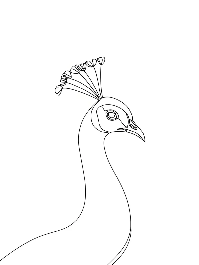 Pavone Line Art minimalista carta hahnemühle da Viv Line Art