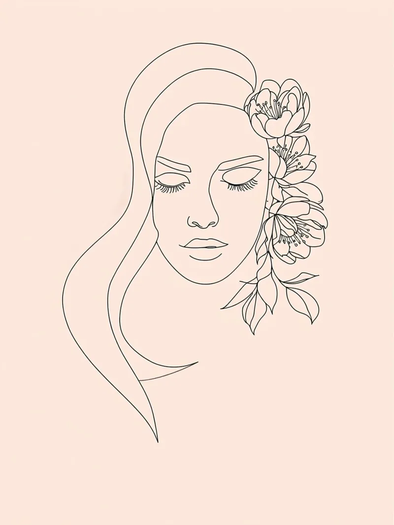 Minimalistische lijntekening vrouw aluminium-dibond van Viv Line Art