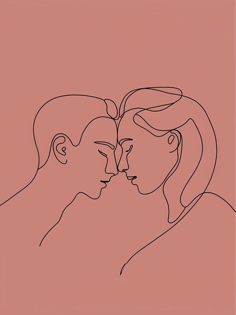 Couple in Love Minimalist Line Art poster by Viv Line Art