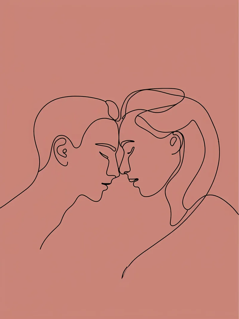 Coppia di innamorati Line Art minimalista alluminio dibond da Viv Line Art