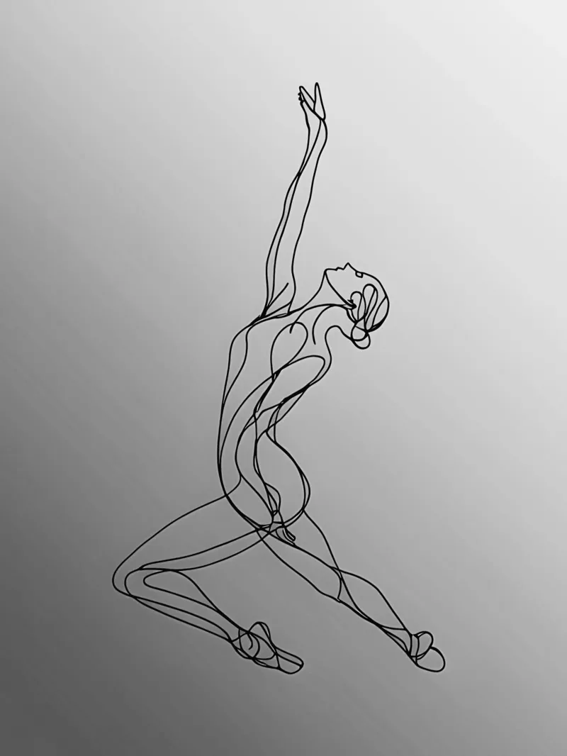 Femme dansante Dessin au trait minimaliste poster de Viv Line Art