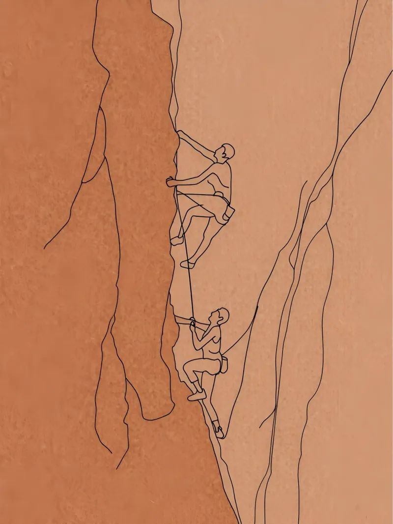 Arte di linea minimalista degli scalatori pellicola backlit da Viv Line Art