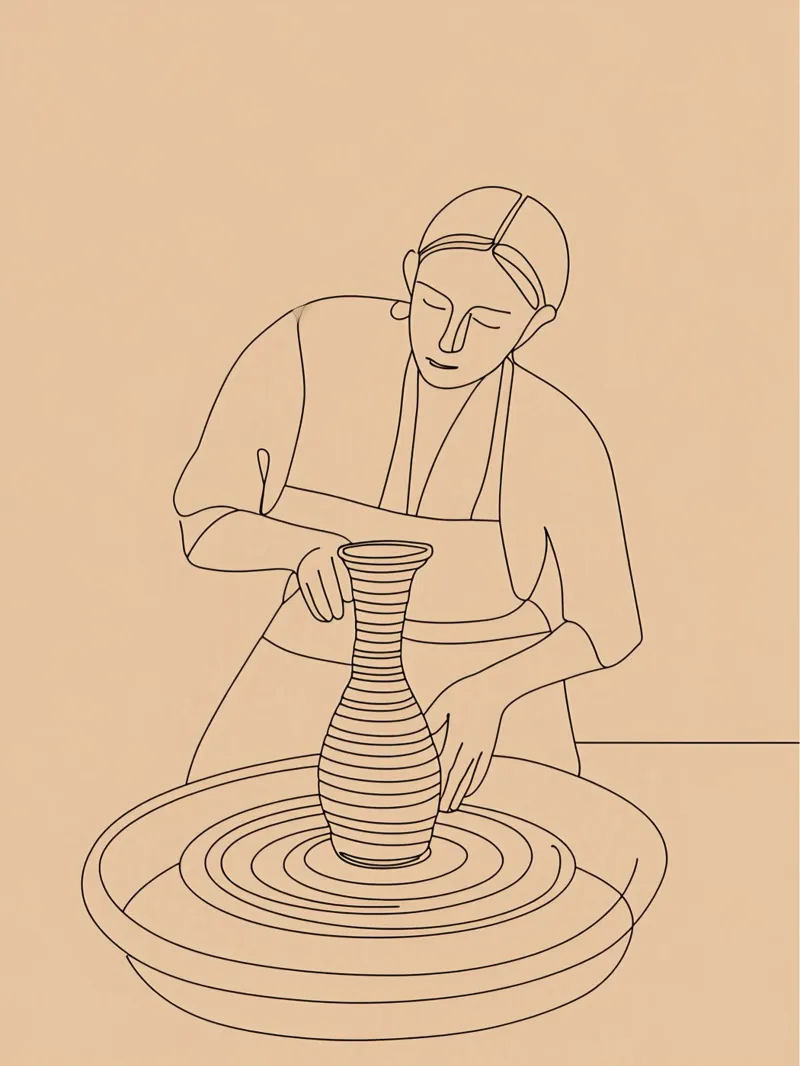 Lady Potter Minimalist Line Art Leinwand mit Schattenfugenrahmen von Viv Line Art