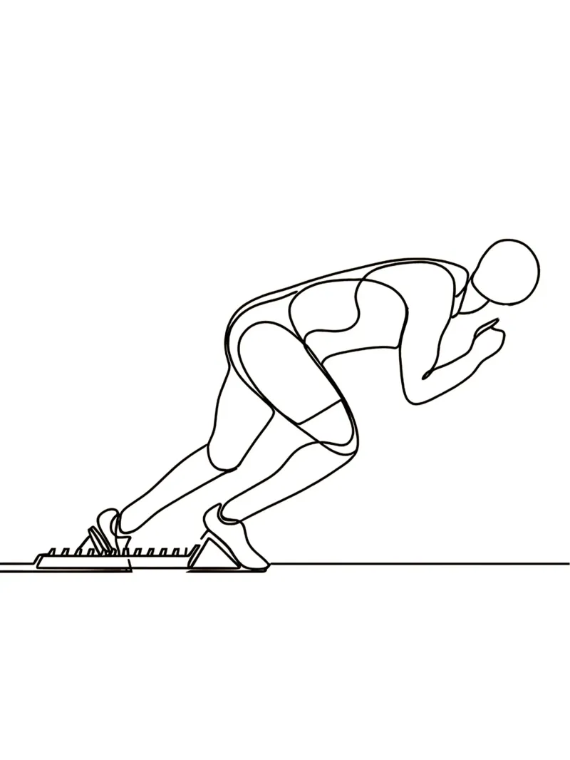 Atleta che fa lo sprint Line Art minimalista pellicola backlit da Viv Line Art