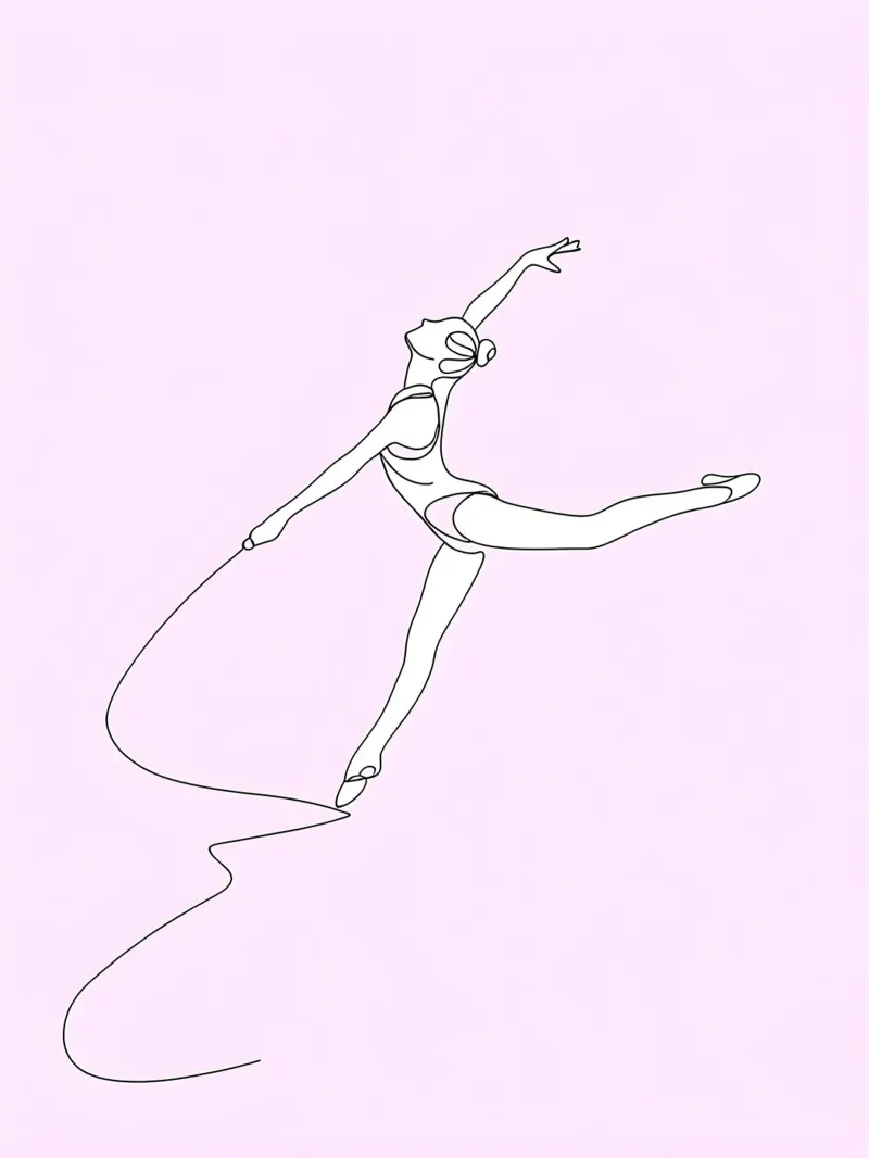 Donna ginnasta Line Art minimalista pellicola backlit da Viv Line Art