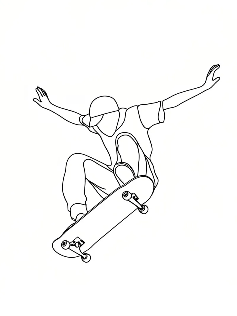 Skateboarder Minimalist Line Art Drawing poster by Viv Line Art