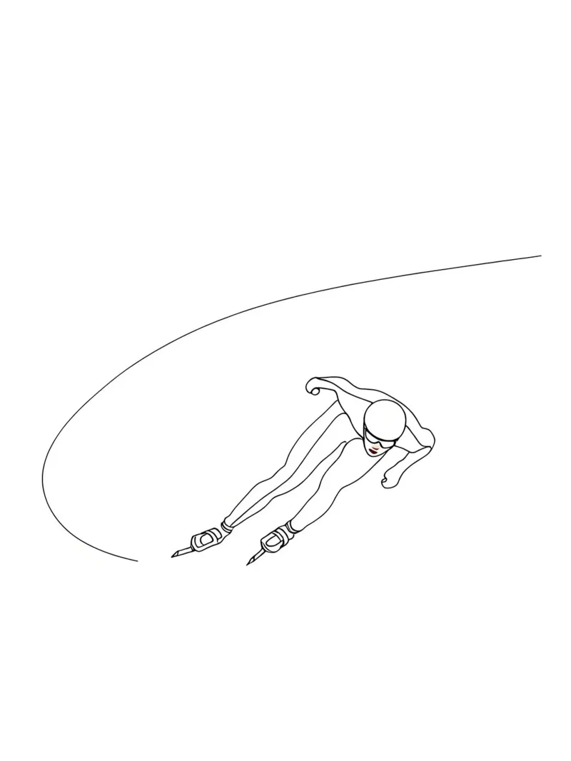 Pattinatore di velocità Disegno minimalista di arte lineare pellicola backlit da Viv Line Art