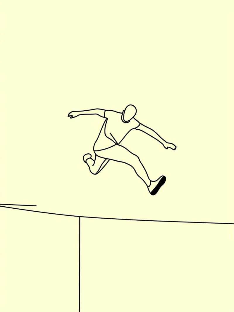 Atleta che salta Line Art minimalista pellicola backlit da Viv Line Art