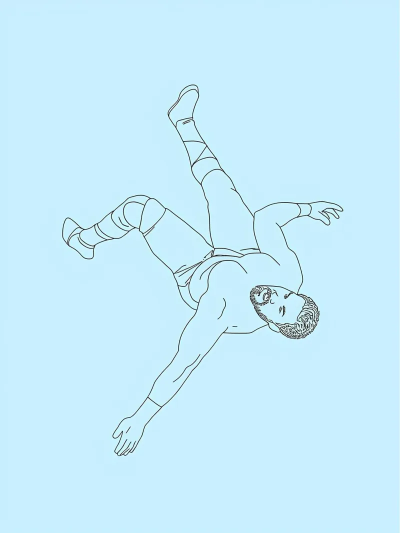 Line art minimalista di un lottatore pellicola backlit da Viv Line Art