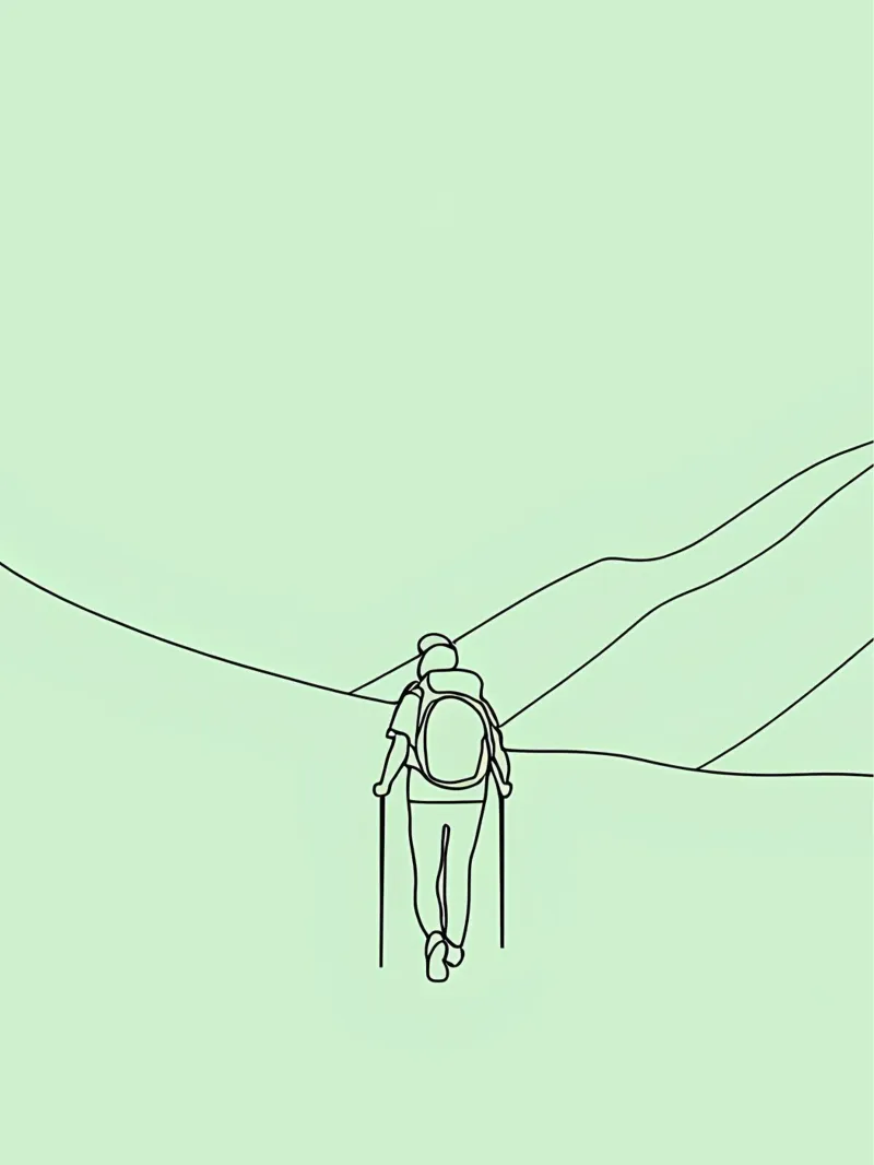 Hiker in Mountain Minimalist Line Art canvas by Viv Line Art