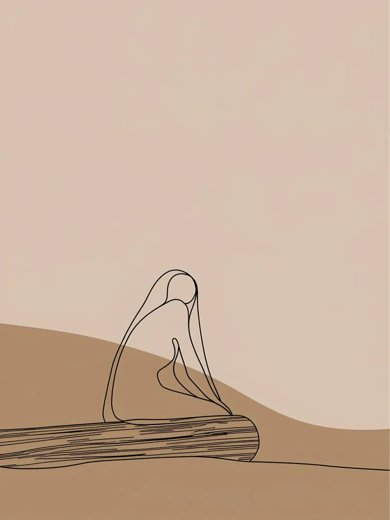 Mujer sentada Minimalist Line Art lienzo con Marco flotante de Viv Line Art