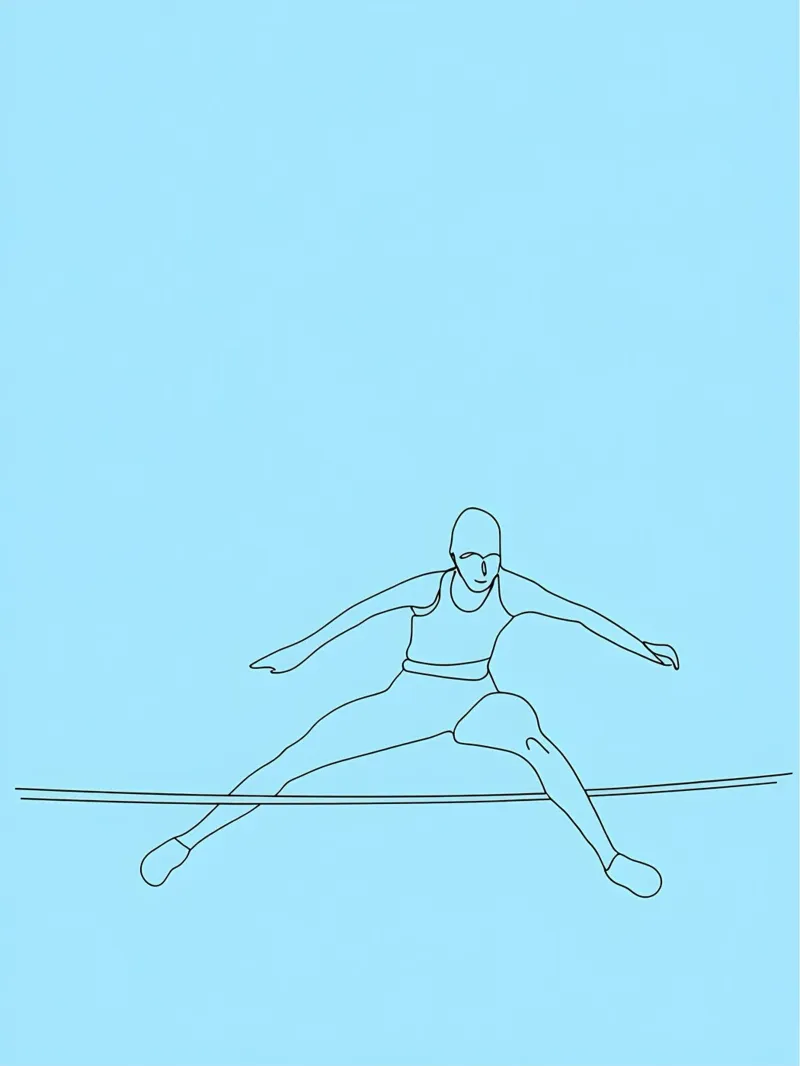 Ginnasta che salta sulla corda Line Art minimalista pellicola backlit da Viv Line Art