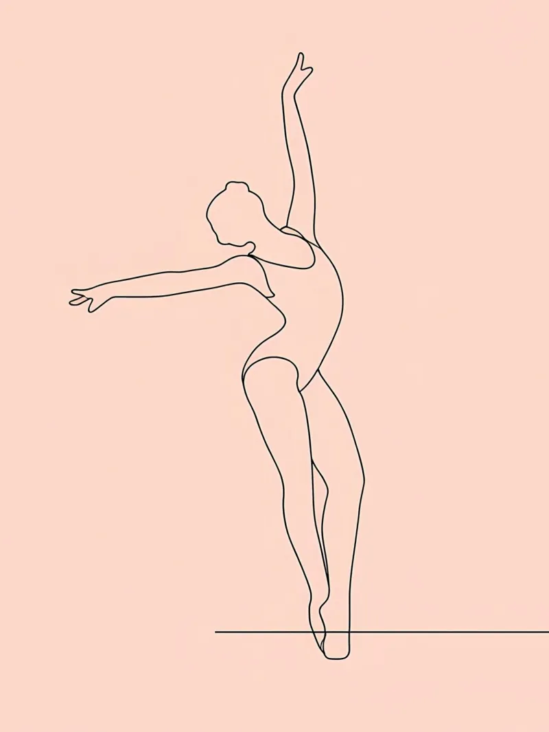 Ballerina Minimalist Line Art Drawing canvas by Viv Line Art