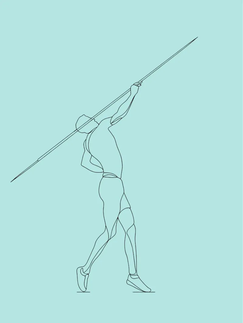 Lanciatore di giavellotto Line Art minimalista alluminio dibond da Viv Line Art