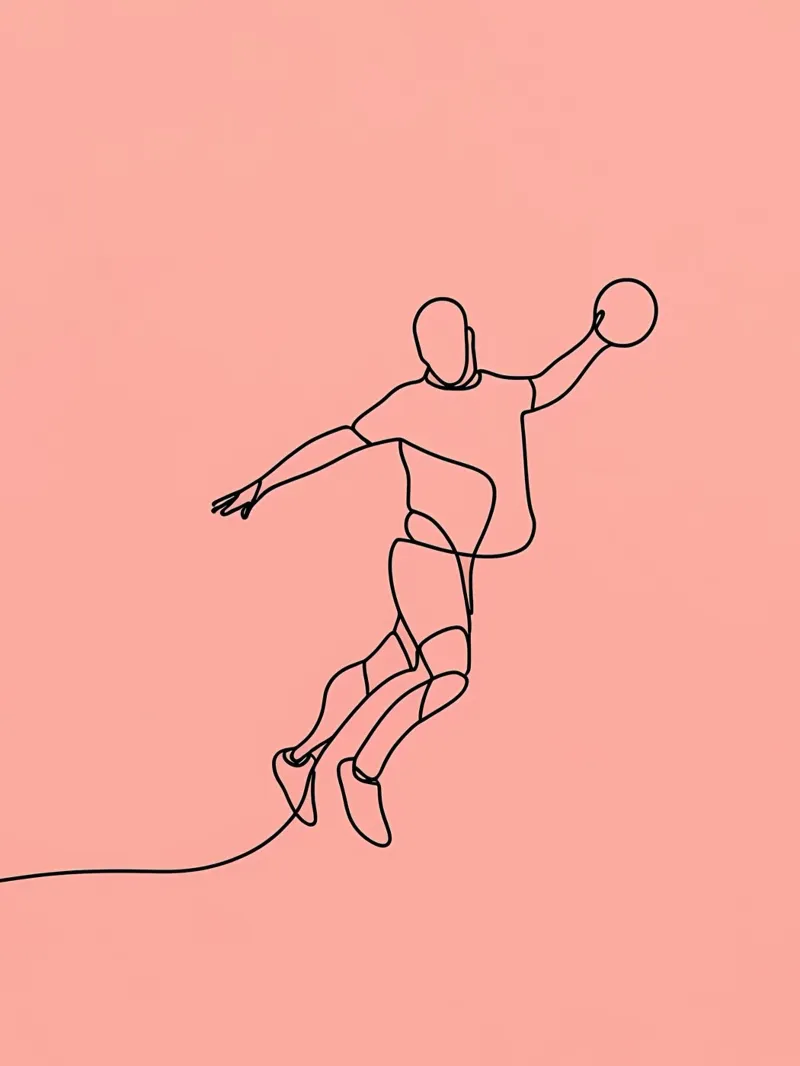 Basketball Player in Motion Minimalist Line Art hahnemühle by Viv Line Art