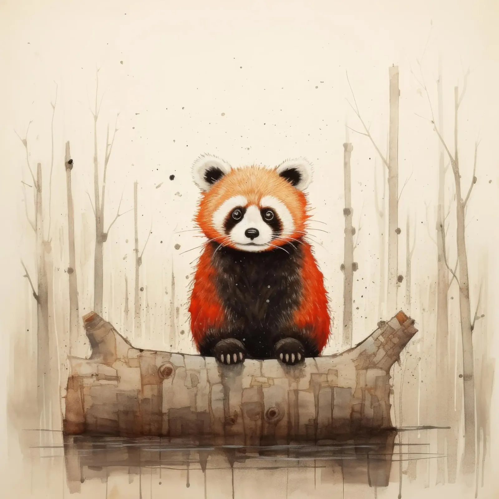 Panda rosso minimale 1 pellicola backlit da Minimal Animal Art