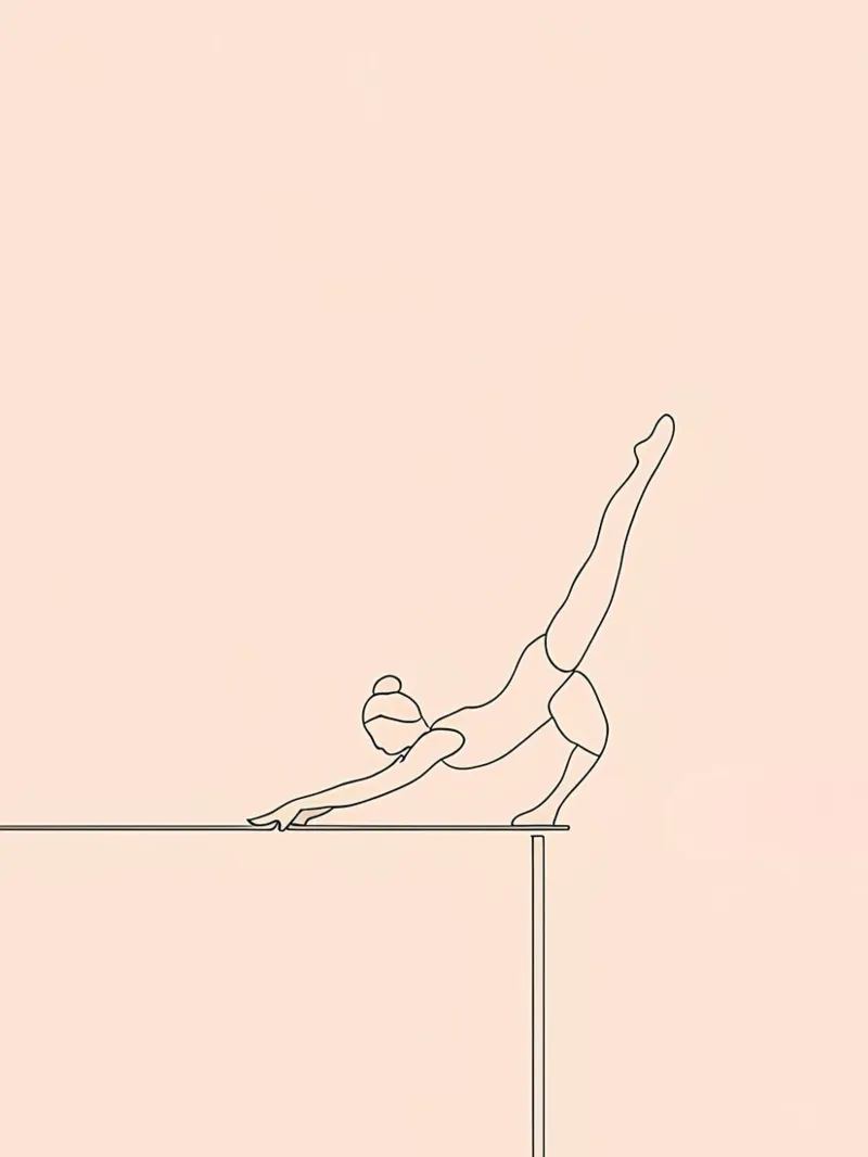 Gimnasta en equilibrio Arte lineal minimalista lienzo de Viv Line Art