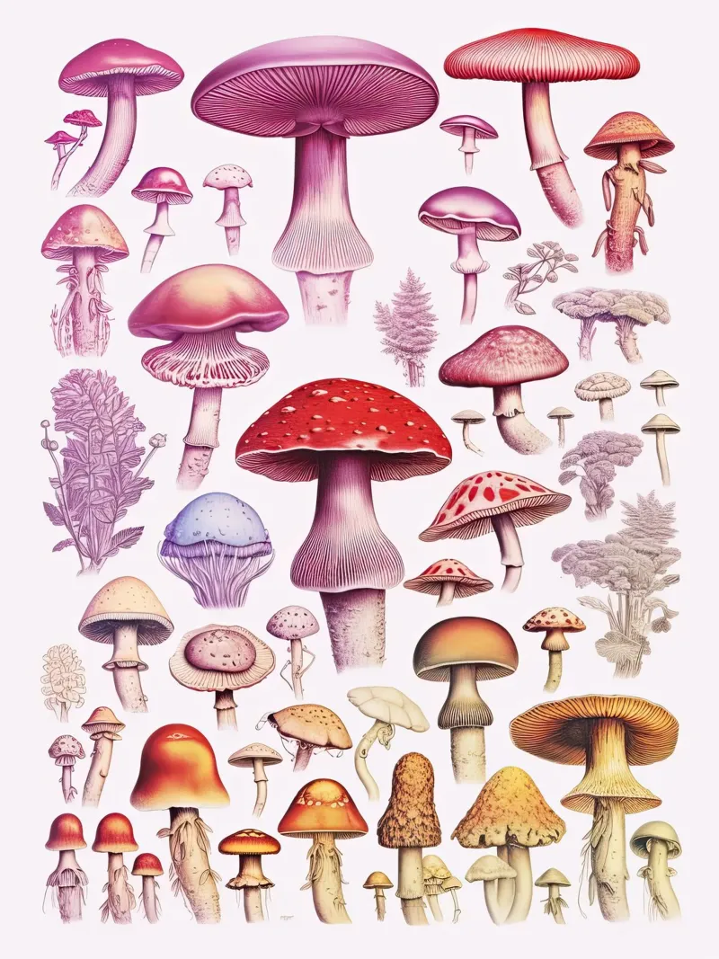 Funghi Collezione Arcobaleno pellicola backlit da Peaches Art Prints