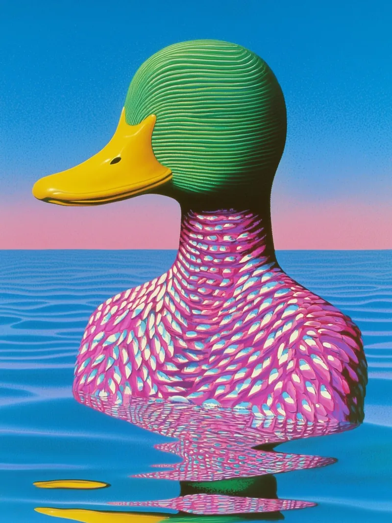 Surreal duck dreams canvas with Floater frame by Carinaprint