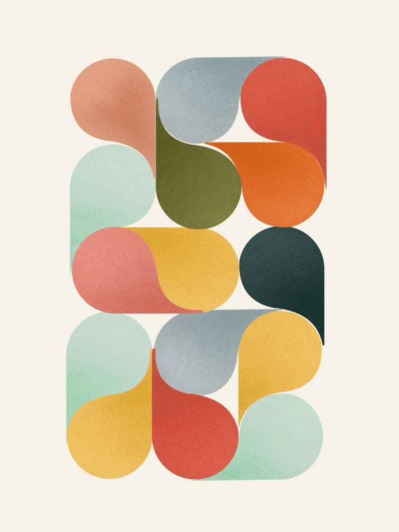 Retro Geometric Abstract Minimalist Art Print poster de showmemars
