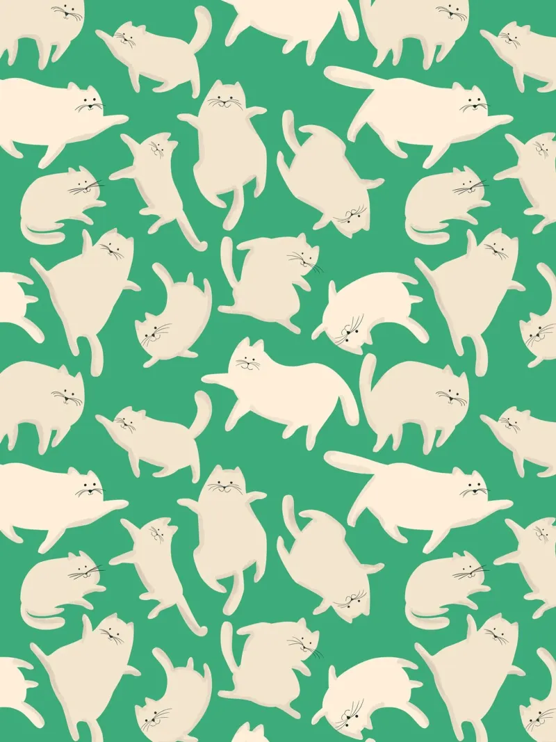 Playful Cream Cats on Green canvas by showmemars