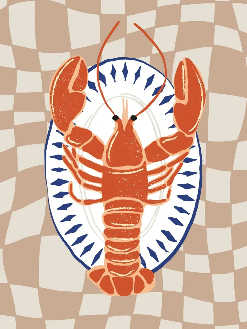 Illustrazione del piatto di aragosta carta hahnemühle da Peaches Art Prints