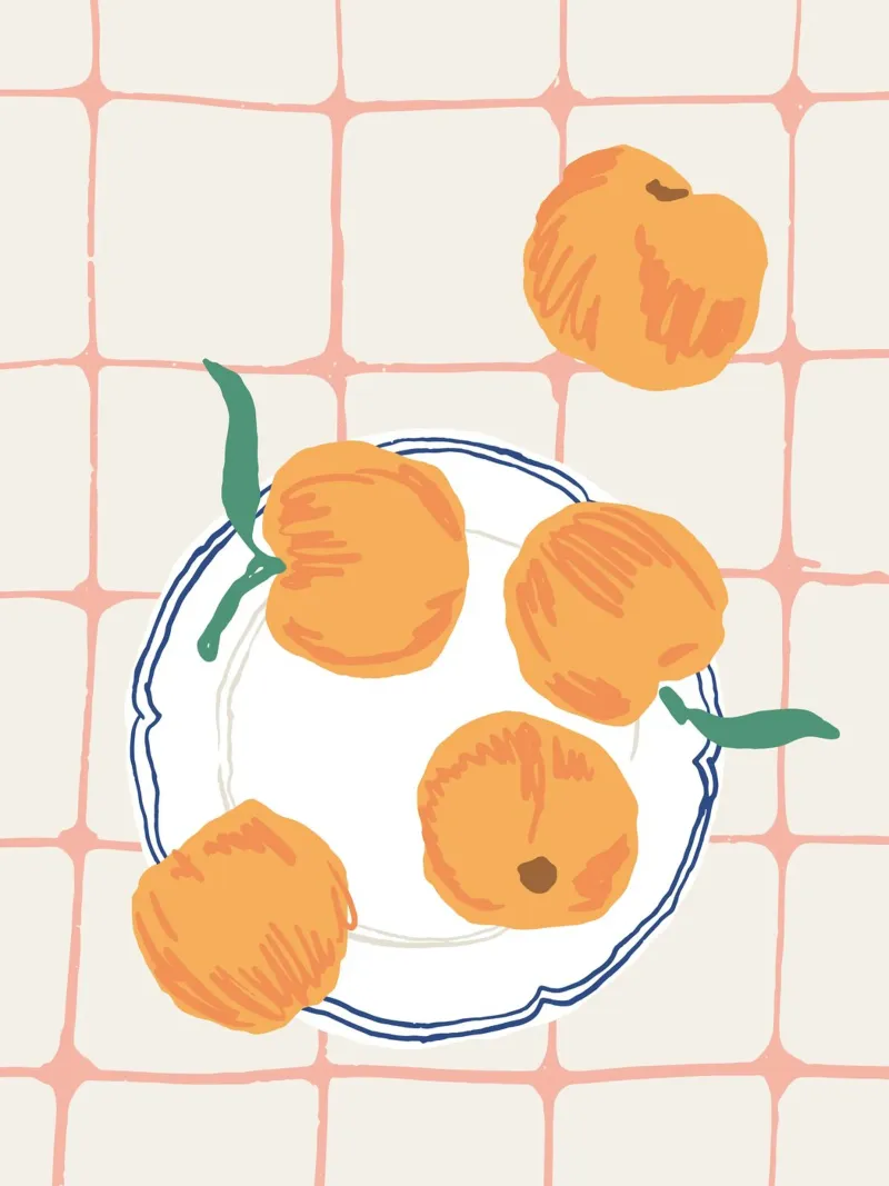 Perziken Bord Leuke Preppy Illustratie canvas met Baklijst van Peaches Art Prints