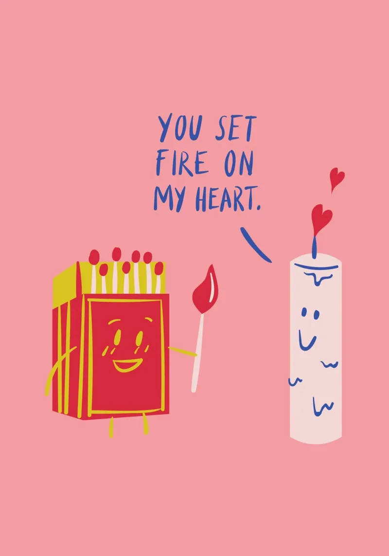 You Set Fire to My Heart | Cute & Playful Love Print poster da PrintCessStudio