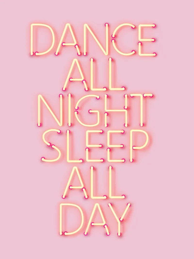 Neon Pink Dance Party Typography poster by showmemars