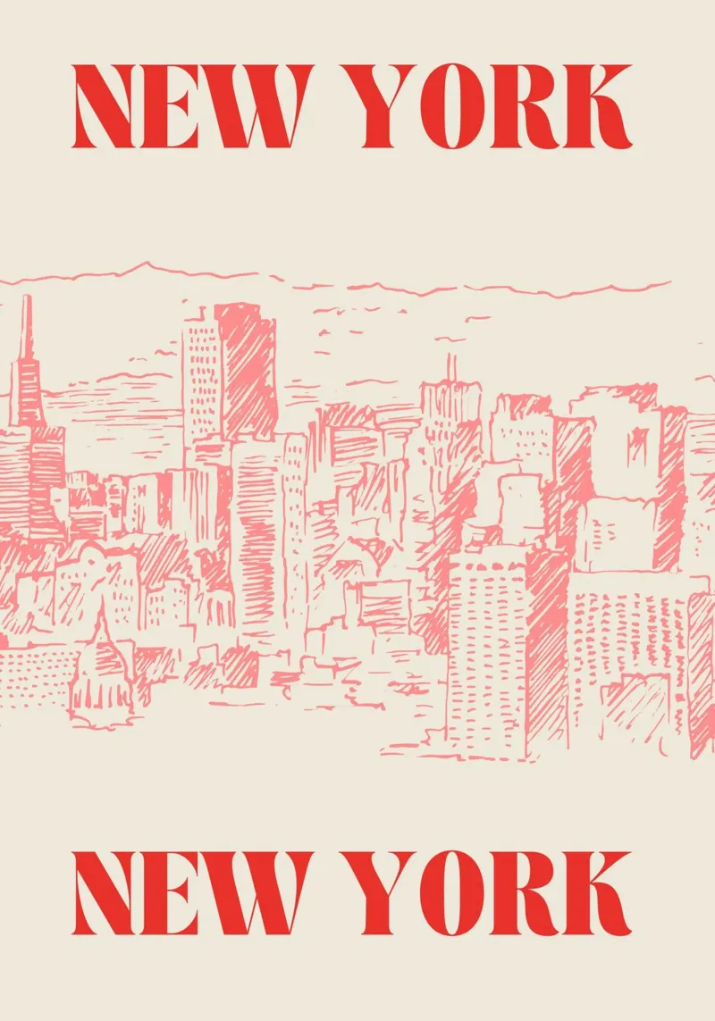 New York, New York | Bold & Iconic City Print poster con telaio in plastica da PrintCessStudio