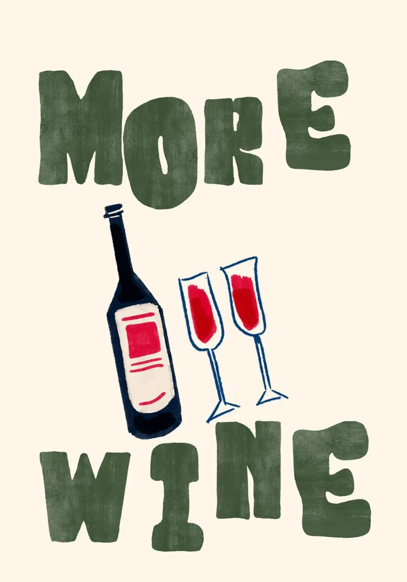 More Wine | Elegant & Playful Watercolor Print pellicola backlit da PrintCessStudio