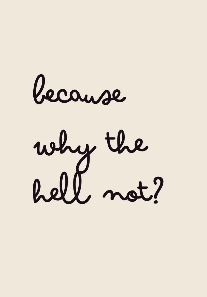 Because Why the Hell Not? | Fun & Playful Handwritten Print Backlit Folie von PrintCessStudio