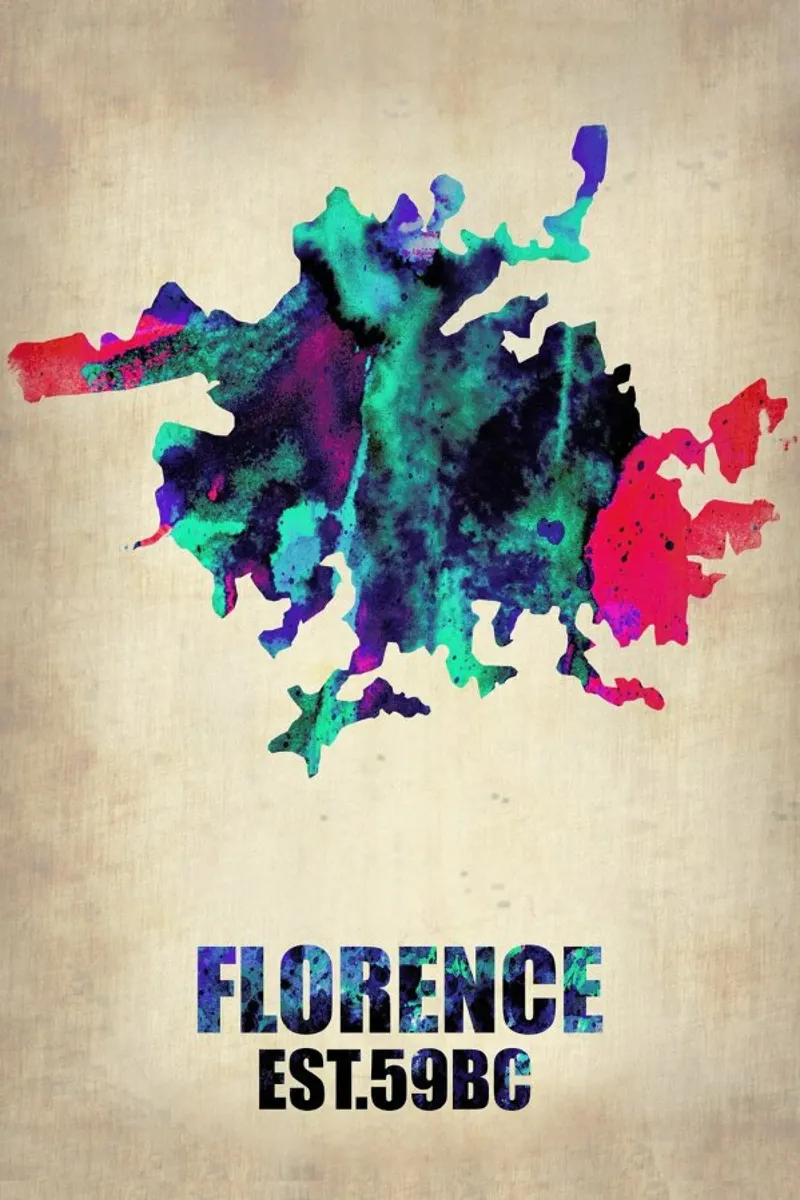Florence Watercolor Map pellicola backlit da Naxart