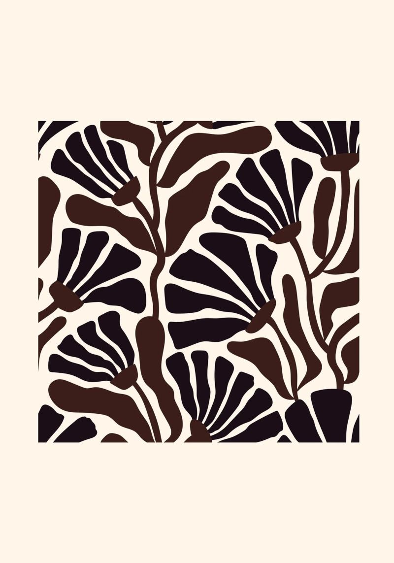 Minimal Flower Print | Black & Brown Elegant Design pellicola backlit da PrintCessStudio
