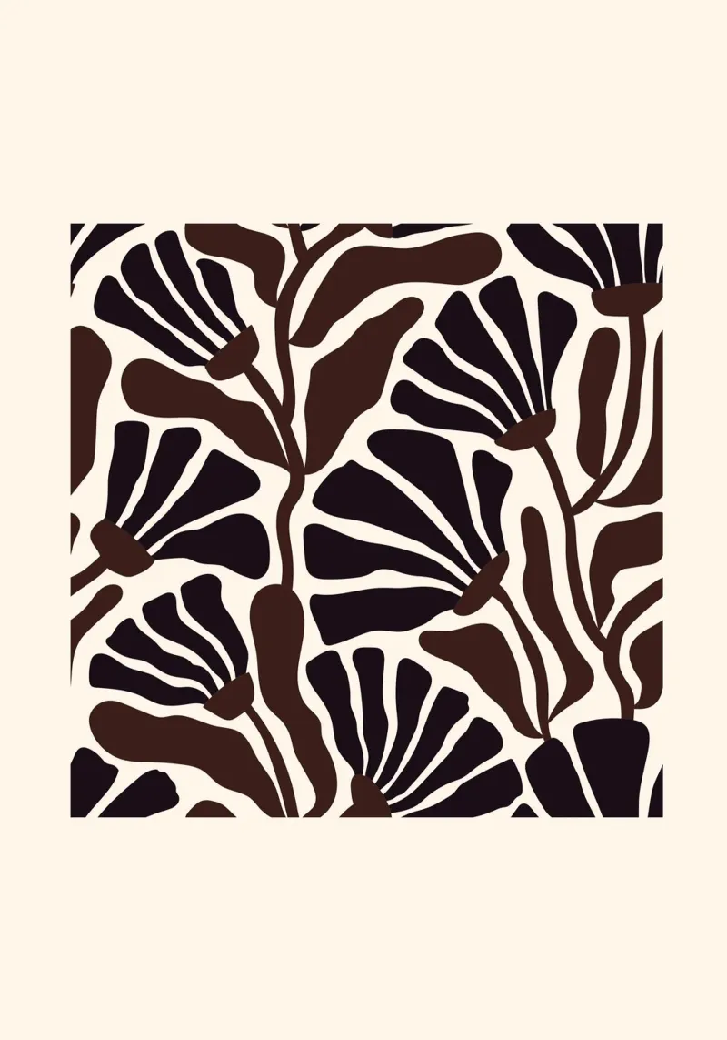 Minimal Flower Print | Black & Brown Elegant Design acryl van PrintCessStudio