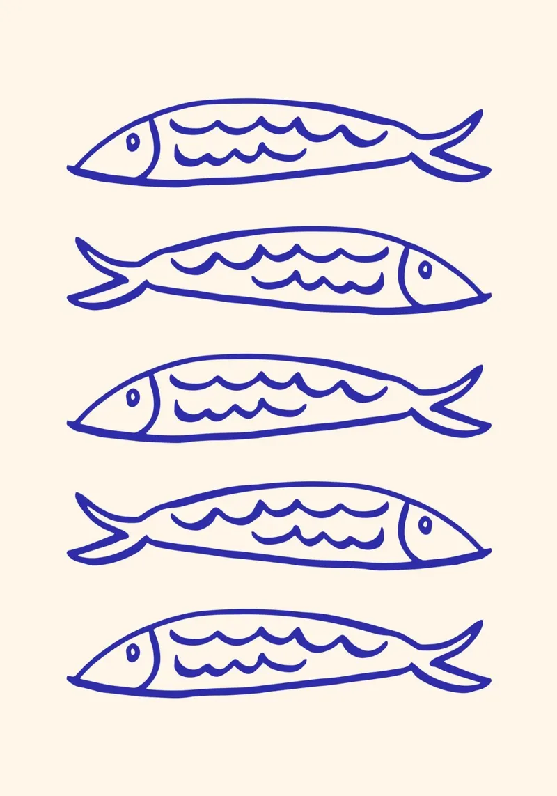 Blue Fish | Serene and Stylish Coastal Print pellicola backlit da PrintCessStudio
