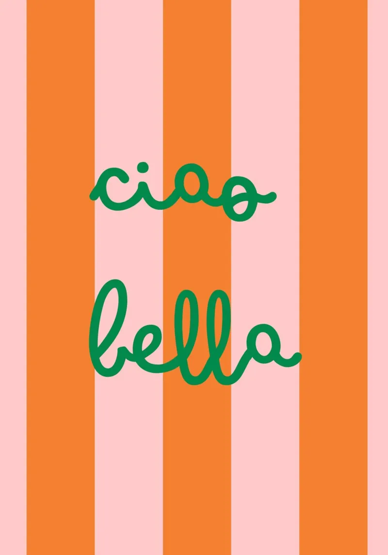Ciao Bella | Vibrant Orange & Pink Stripes Print plexiglass da PrintCessStudio
