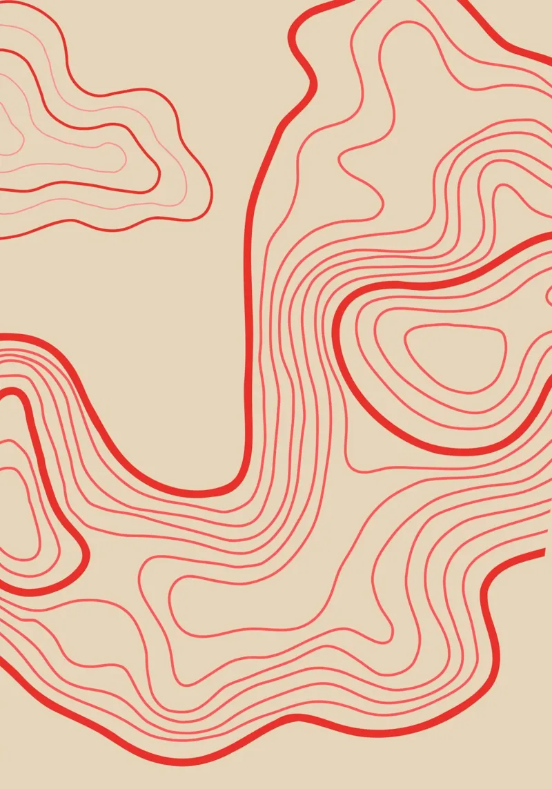 Hypnotic Red Swirl | Artsy Beige Background Print pellicola backlit da PrintCessStudio
