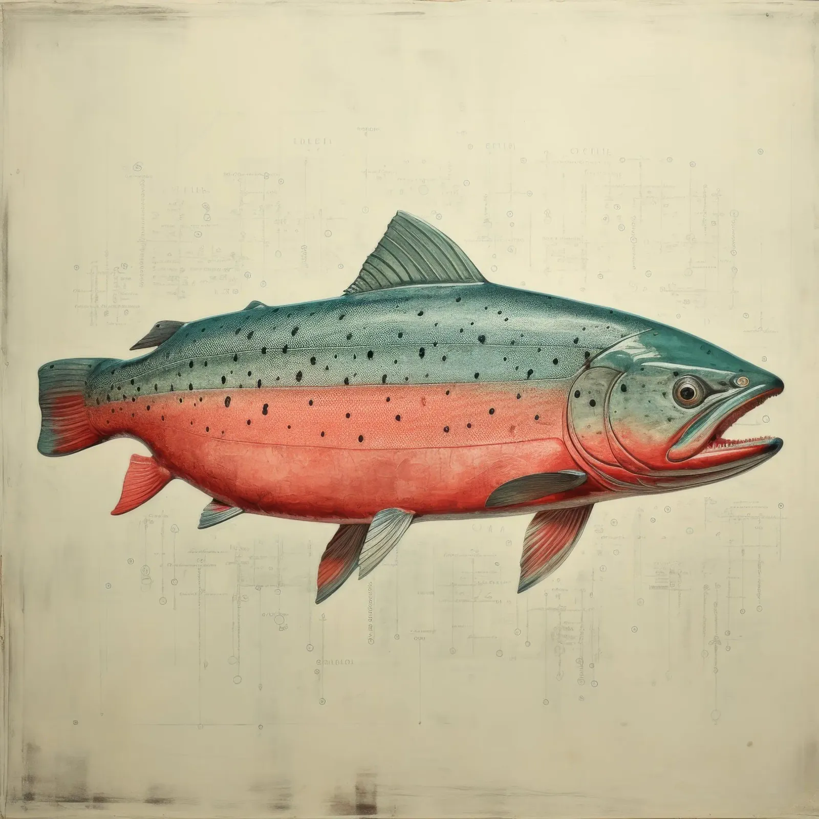 Salmone minimo 2 pellicola backlit da Minimal Animal Art