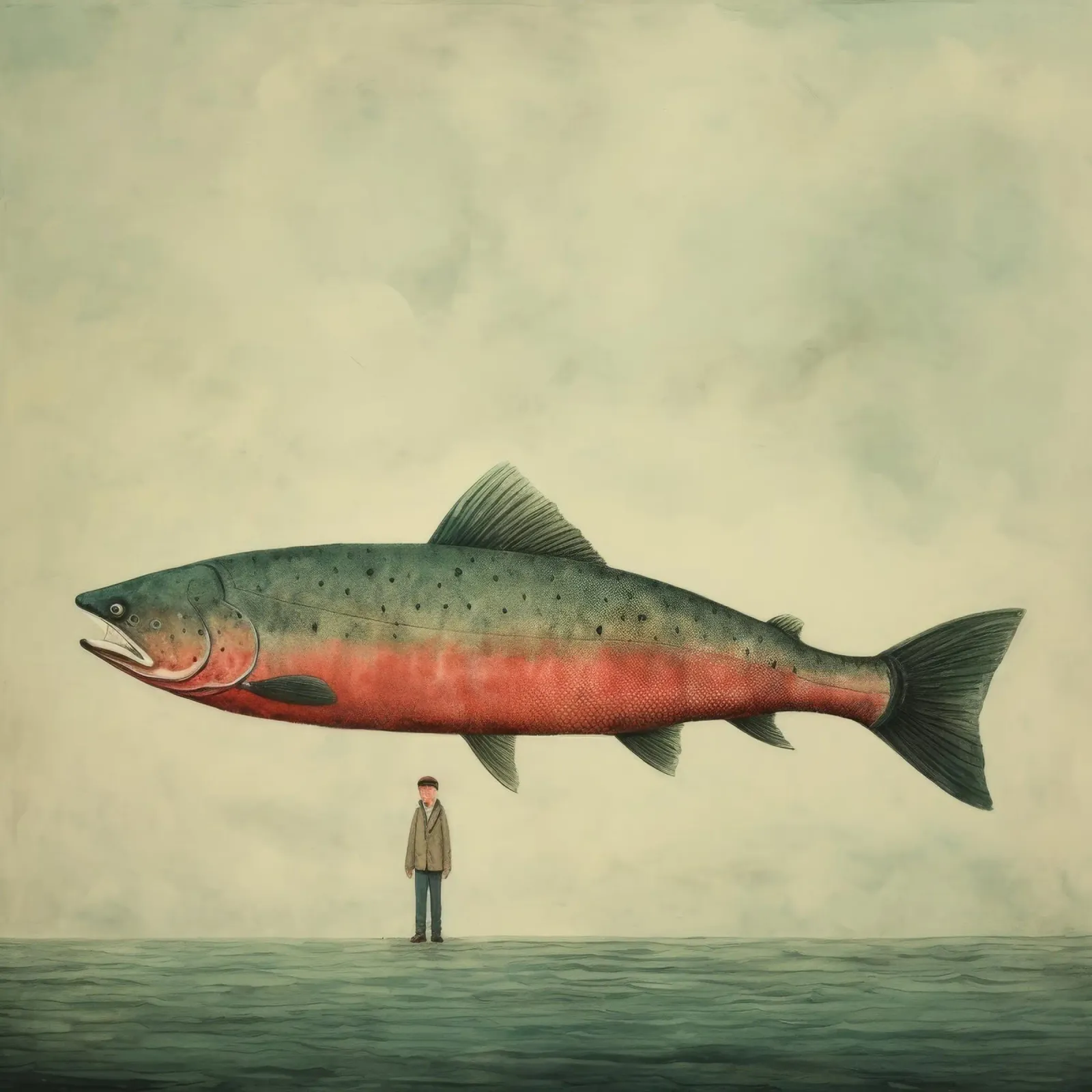 Salmone minimo 3 pellicola backlit da Minimal Animal Art