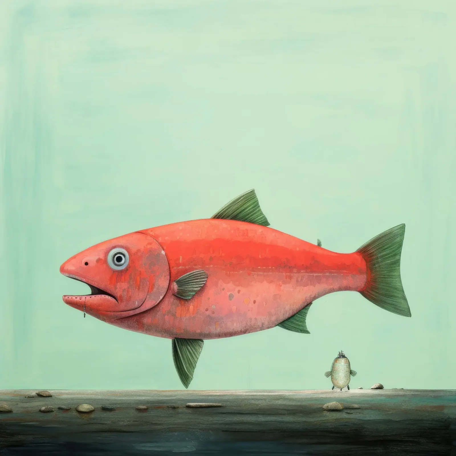 Salmone minimo 4 pellicola backlit da Minimal Animal Art