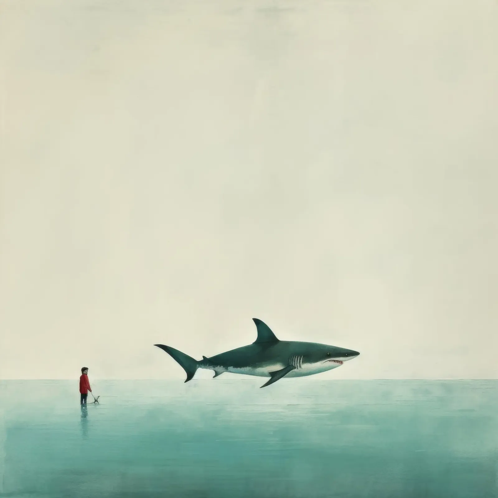 Minimal Shark 4 canvas with Floater frame by Minimal Animal Art
