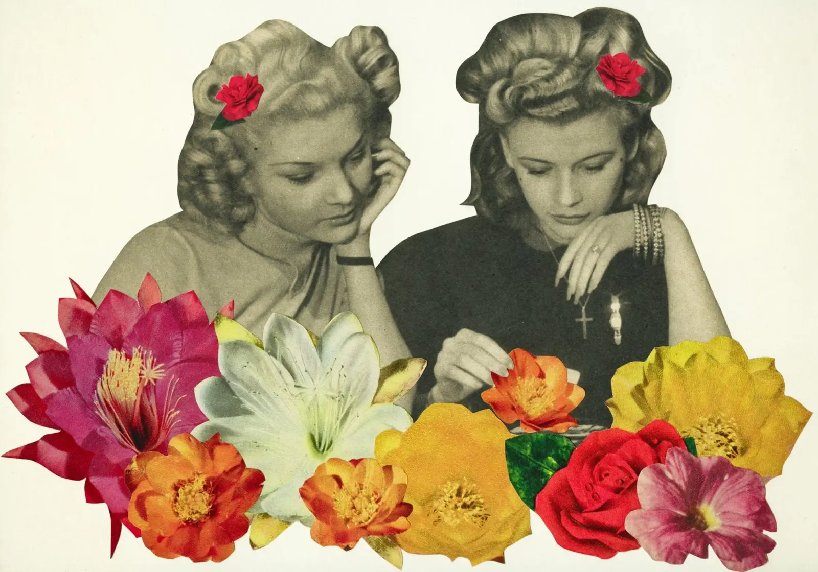 Bloemenverzamelaars canvas met Baklijst van Cassia Beck Collage
