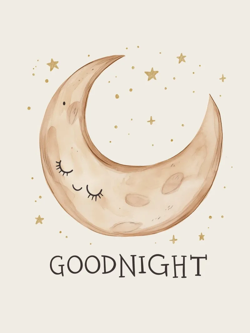 Buonanotte - Poster lunare rilassante per la camera dei bambini poster con telaio in alluminio da KidzStudio