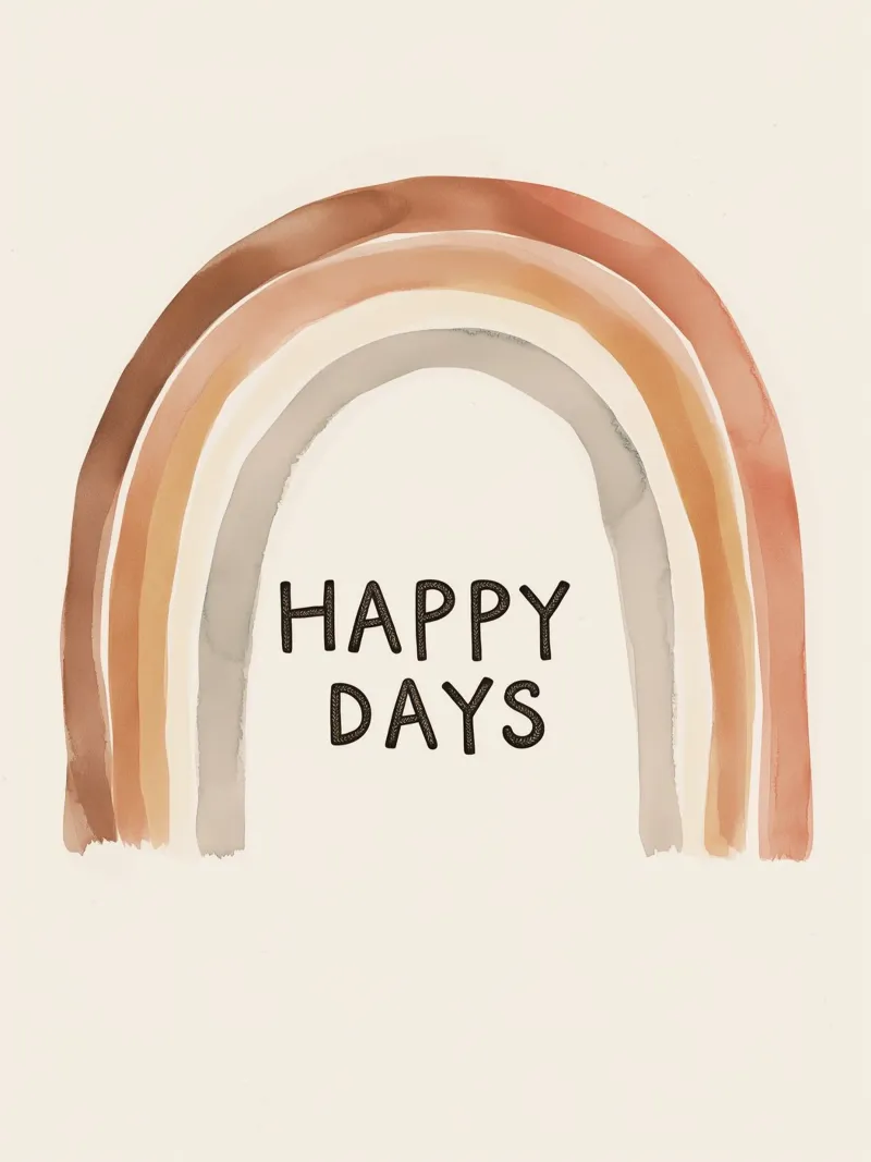 Happy Days - Poster arcobaleno boho per la camera dei bambini alluminio dibond da KidzStudio